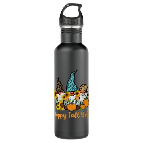 Leopard Gnomes Happy Fall Yall Pumpkin Autumn Than Stainless Steel Water Bottle