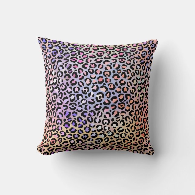 *~*  Leopard  Gold Animal Print Black Spots Throw Pillow (Front)
