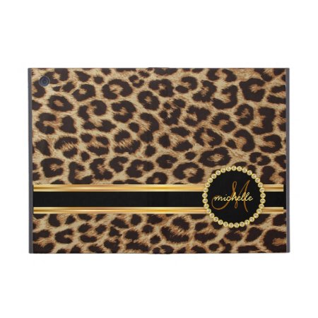 Leopard Gold Bling Monogram Ipad Mini Case