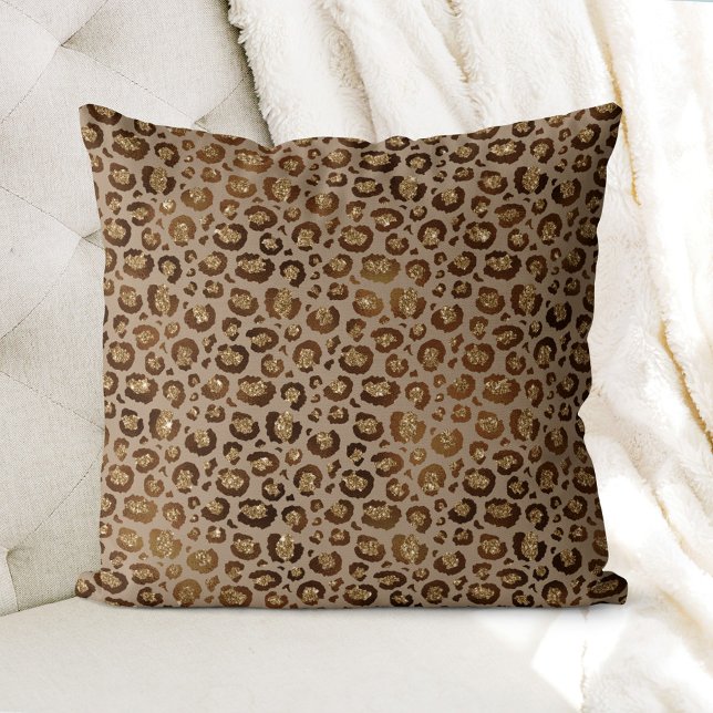 Leopard Gold Glitter  Throw Pillow (Creator Uploaded)
