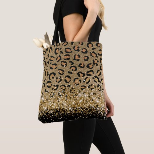 Leopard Gold Glitter  Tote Bag