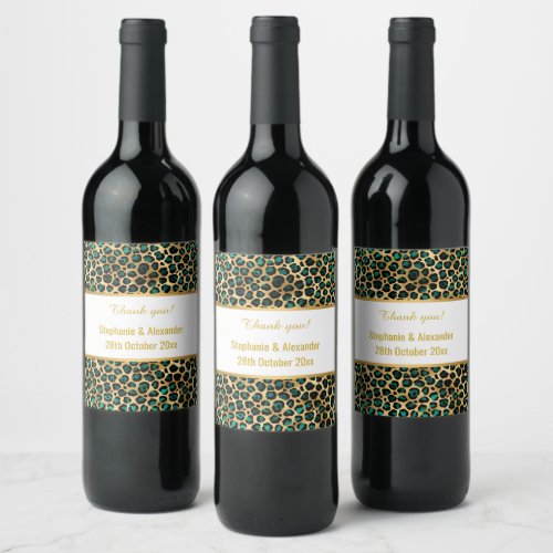 LEOPARD GOLD GREEN CUSTOM 2 WINE LABEL