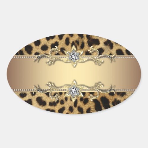 Leopard Gold Jewel Envelope Seal Sticker