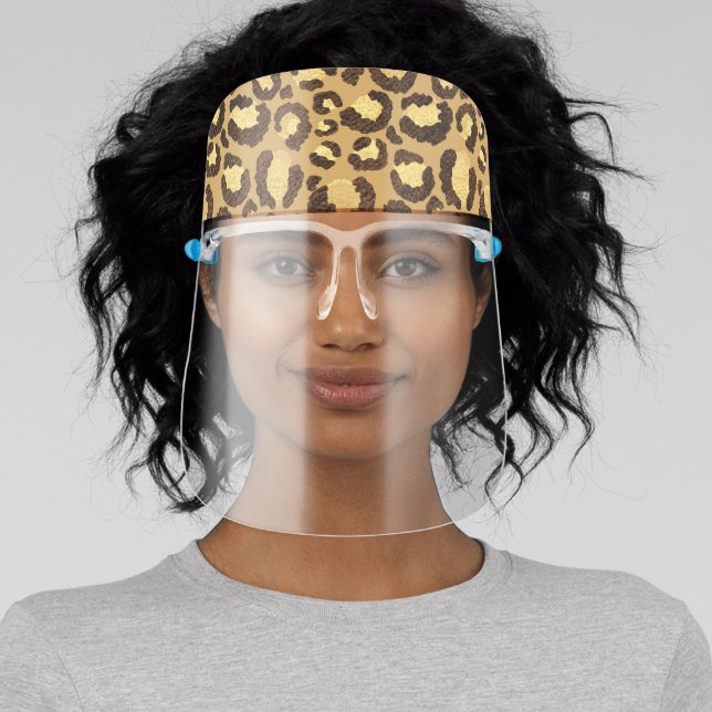 Leopard Gold Pattern Fun Headband Face Shield (Insitu)