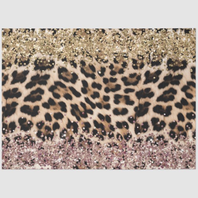 Leopard Gold Pink Glitter Tissue Paper (Front)