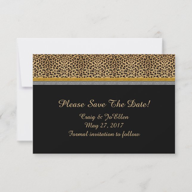 Leopard Gold Silver Save The Date (Front)