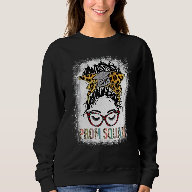 Leopard Graphic Prom Squad 2022 Senior Grad Gradua Sweatshirt (Front)