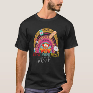 Leopard Grateful Thankful DSP Thanksgiving Rainbow T-Shirt