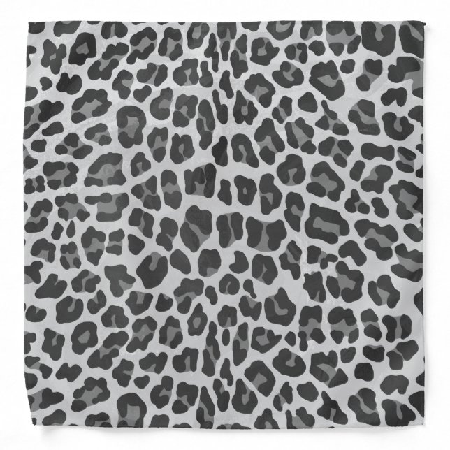Leopard Gray and Light Gray Print Bandana (Front)