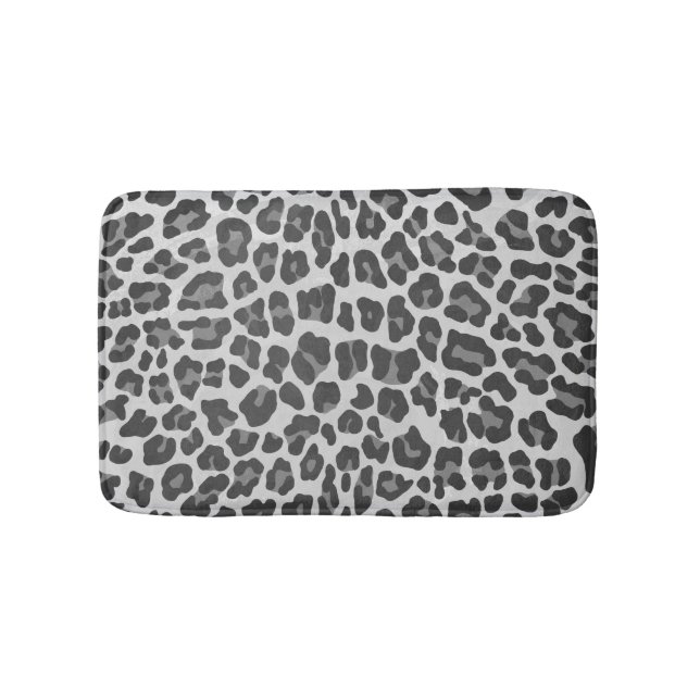 Leopard Gray and Light Gray Print Bathroom Mat (Front)