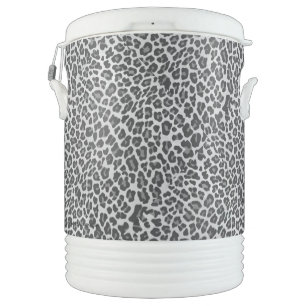 Leopard Gray and Light Gray Print Beverage Cooler