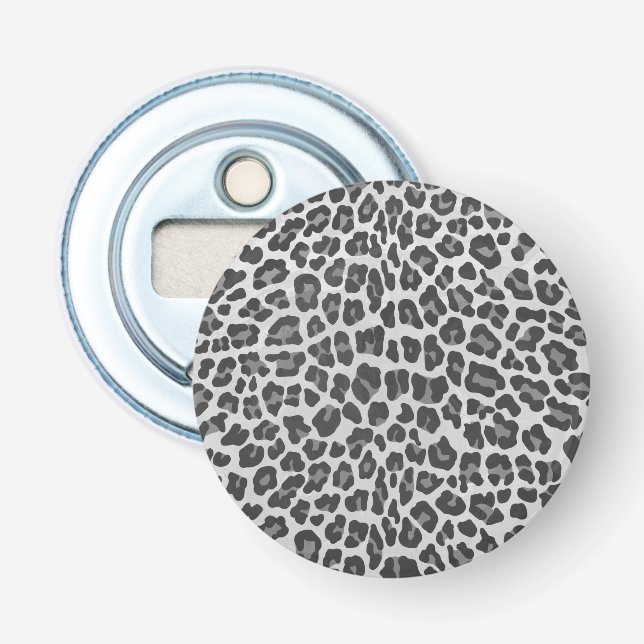 Leopard Gray and Light Gray Print Bottle Opener (Front)