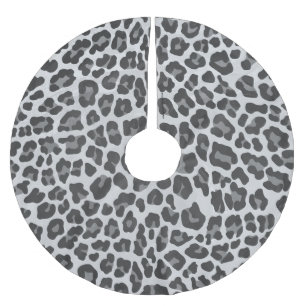 Leopard Gray and Light Gray Print Brushed Polyester Tree Skirt