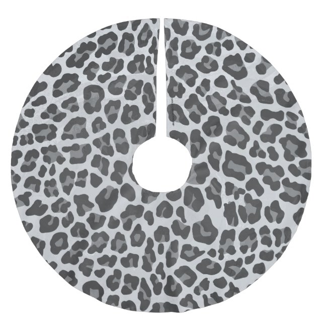 Leopard Gray and Light Gray Print Brushed Polyester Tree Skirt (Front)