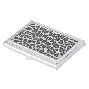 Leopard Gray and Light Gray Print Business Card Holder