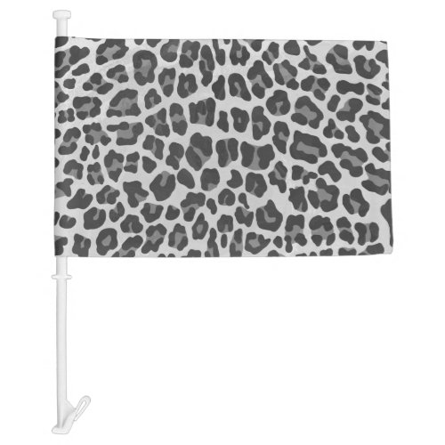 Leopard Gray and Light Gray Print Car Flag