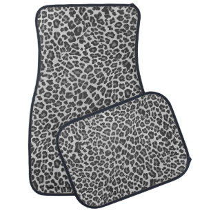 Leopard Gray and Light Gray Print Car Mat