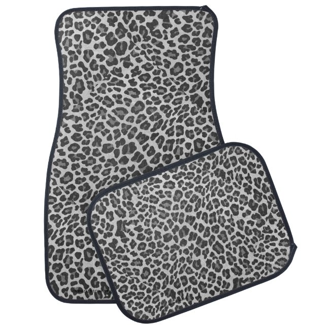 Leopard Gray and Light Gray Print Car Mat (Set)