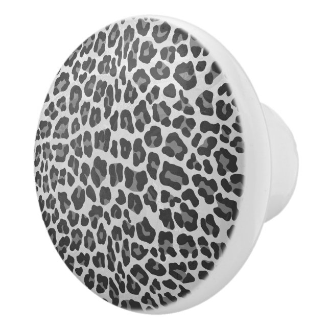 Leopard Gray and Light Gray Print Ceramic Knob (Right)