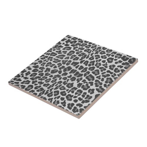 Leopard Gray and Light Gray Print Ceramic Tile