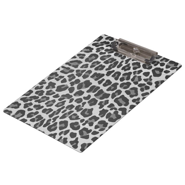 Leopard Gray and Light Gray Print Clipboard (Angled)