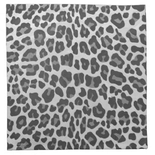 Leopard Gray and Light Gray Print Cloth Napkin