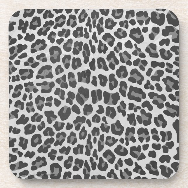 Leopard Gray and Light Gray Print Drink Coaster (Front)