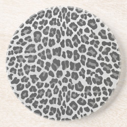 Leopard Gray and Light Gray Print Drink Coaster