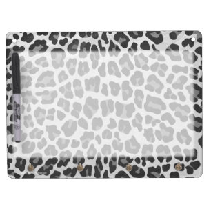 Leopard Gray and Light Gray Print Dry Erase Board With Keychain Holder