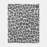 Leopard Gray and Light Gray Print Fleece Blanket