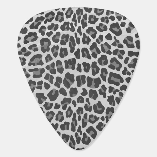 Leopard Gray and Light Gray Print Guitar Pick (Back)