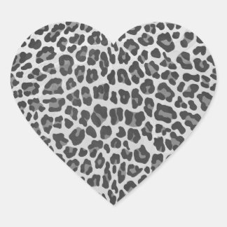 Leopard Gray and Light Gray Print Heart Sticker