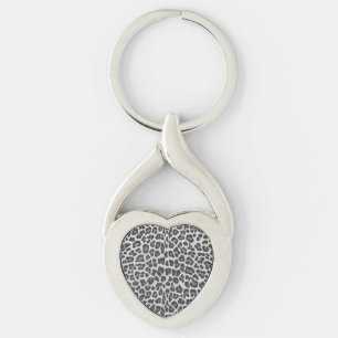 Leopard Gray and Light Gray Print Keychain