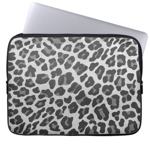 Leopard Gray and Light Gray Print Laptop Sleeve