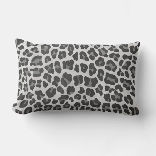 Leopard Gray and Light Gray Print Lumbar Pillow