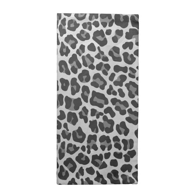 Leopard Gray and Light Gray Print Napkin (Half Fold)