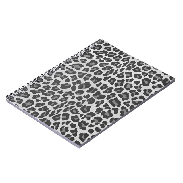 Leopard Gray and Light Gray Print Notebook (Left Side)
