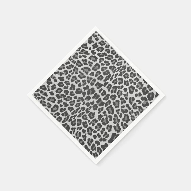 Leopard Gray and Light Gray Print Paper Napkins (Corner)