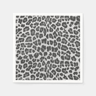 Leopard Gray and Light Gray Print Paper Napkins