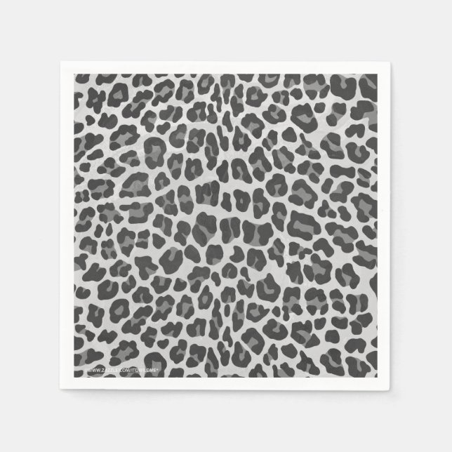 Leopard Gray and Light Gray Print Paper Napkins (Front)