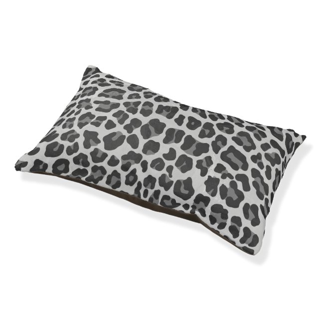 Leopard Gray and Light Gray Print Pet Bed (Angled)
