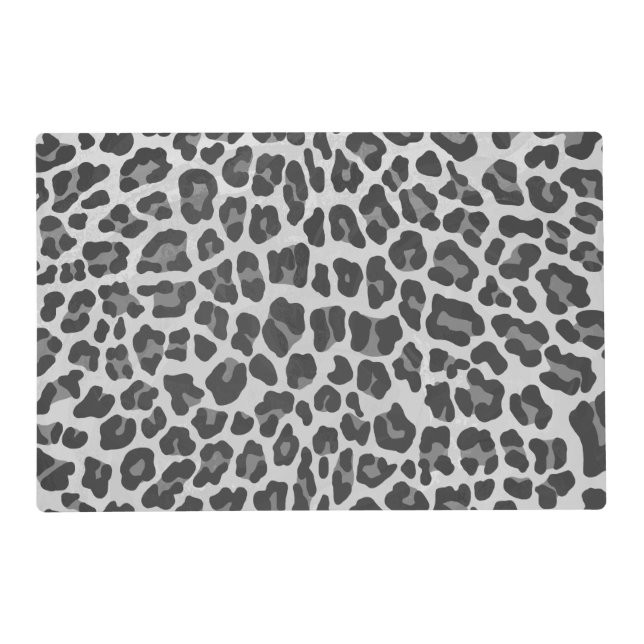 Leopard Gray and Light Gray Print Placemat (Front)