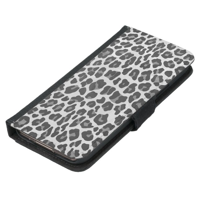 Leopard Gray and Light Gray Print Samsung Galaxy Wallet Case (Bottom)