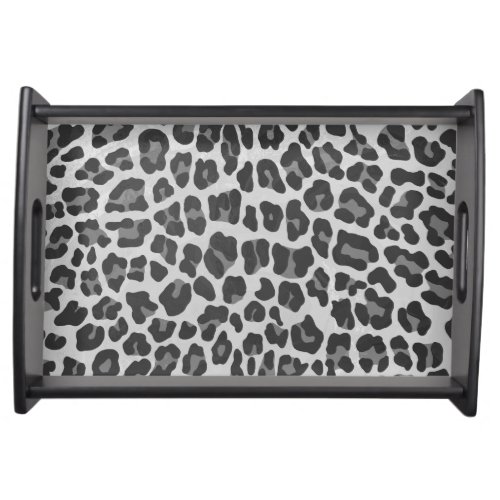 Leopard Gray and Light Gray Print Serving Tray