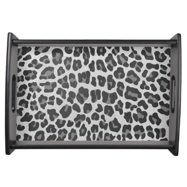 Leopard Gray and Light Gray Print Serving Tray (Front)