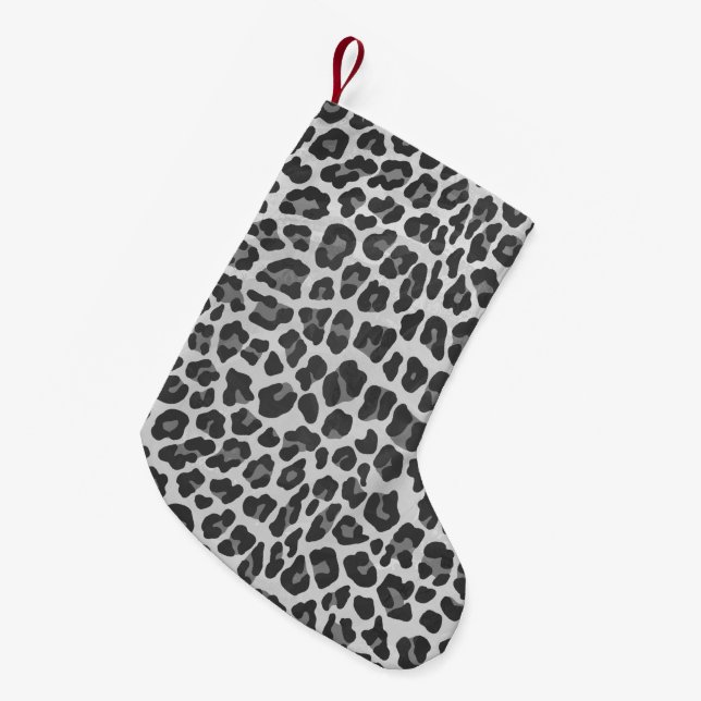 Leopard Gray and Light Gray Print Small Christmas Stocking (Front (Hanging))