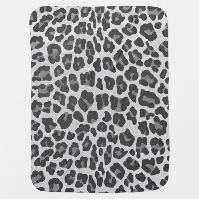 Leopard Gray and Light Gray Print Swaddle Blanket (Front)