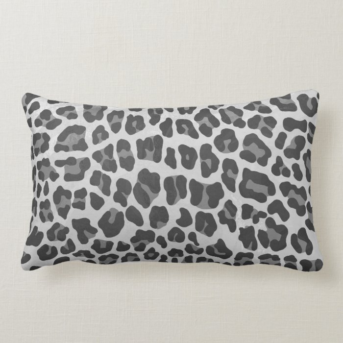 Leopard Gray and Light Gray Print Throw Pillows