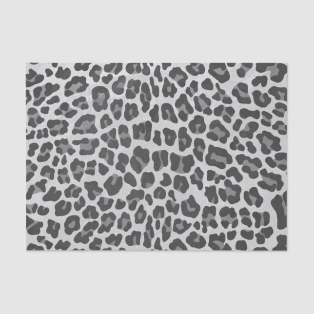 Leopard Gray and Light Gray Print Tissue Paper (Front)