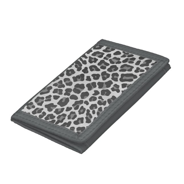 Leopard Gray and Light Gray Print Tri-fold Wallet (Bottom)
